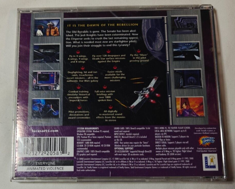 Star Wars: X-Wing (PC, 2000) - case and back insert only