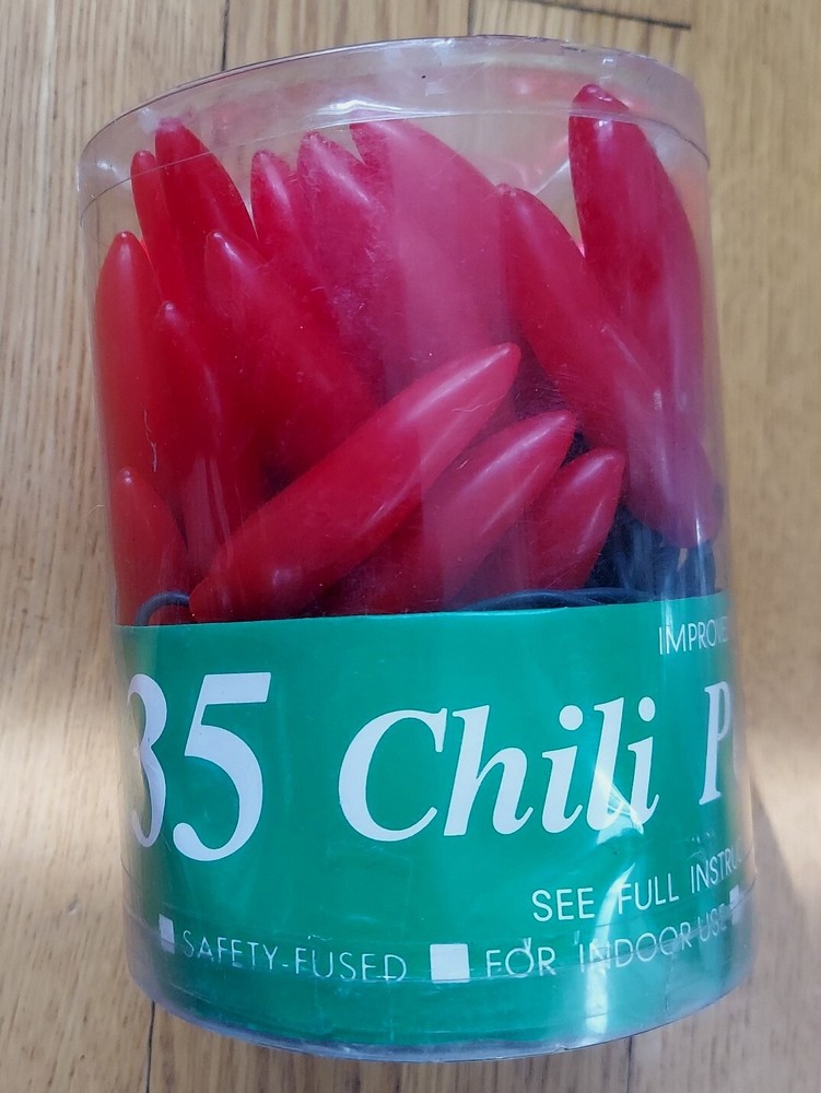 35 Red Chili Pepper Light String Set - Vintage - NEW