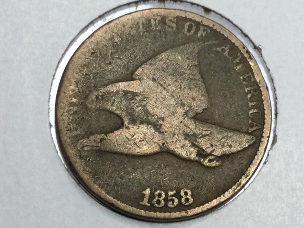 1858 small & large letter Flying Eagle Cent pair