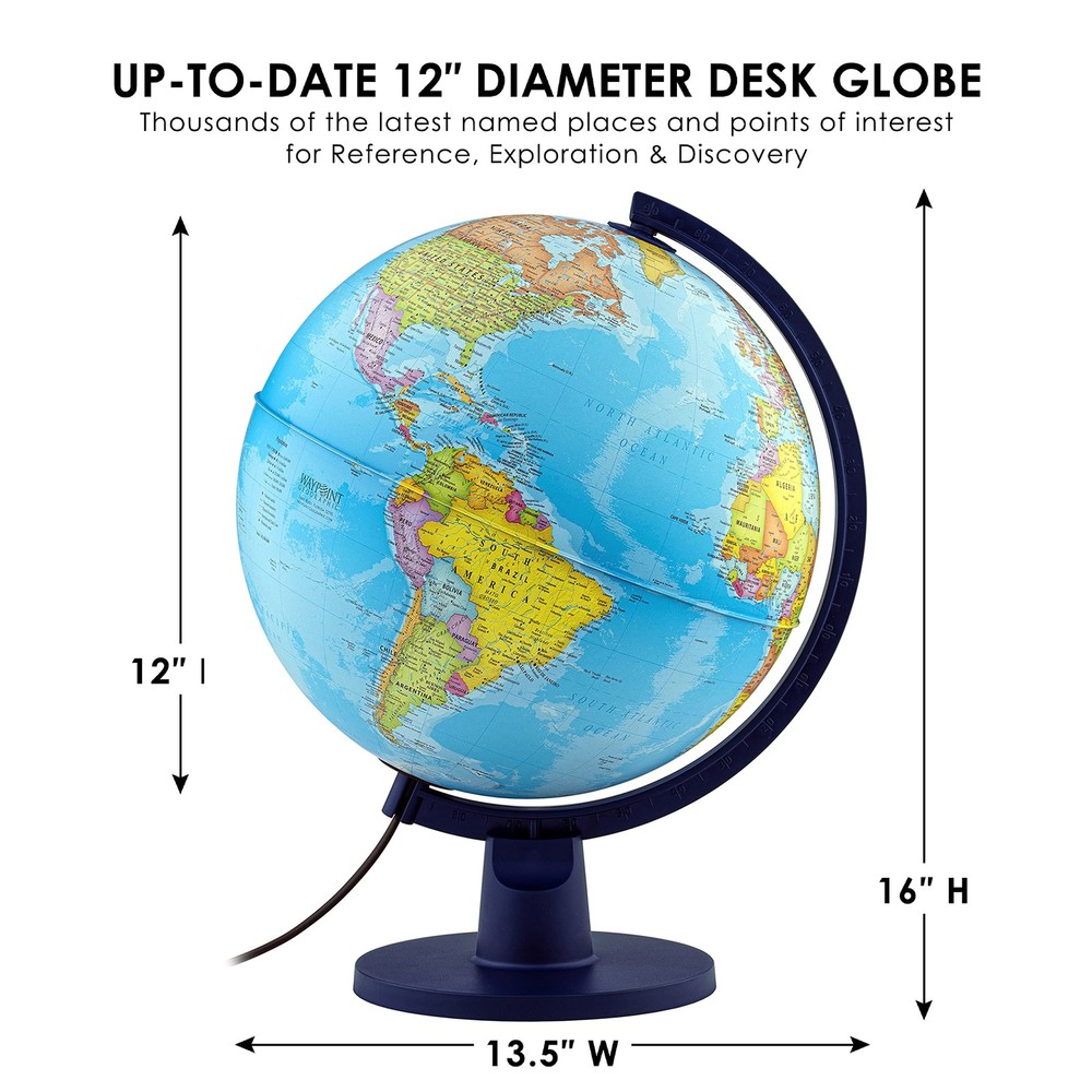 Scout+ Illuminated With Map, World Globe for , Decorative Classroom Globe wit...
