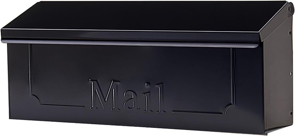 Sleek Black Wall-Mount Mailbox - Timeless Design with Top Access Functionality