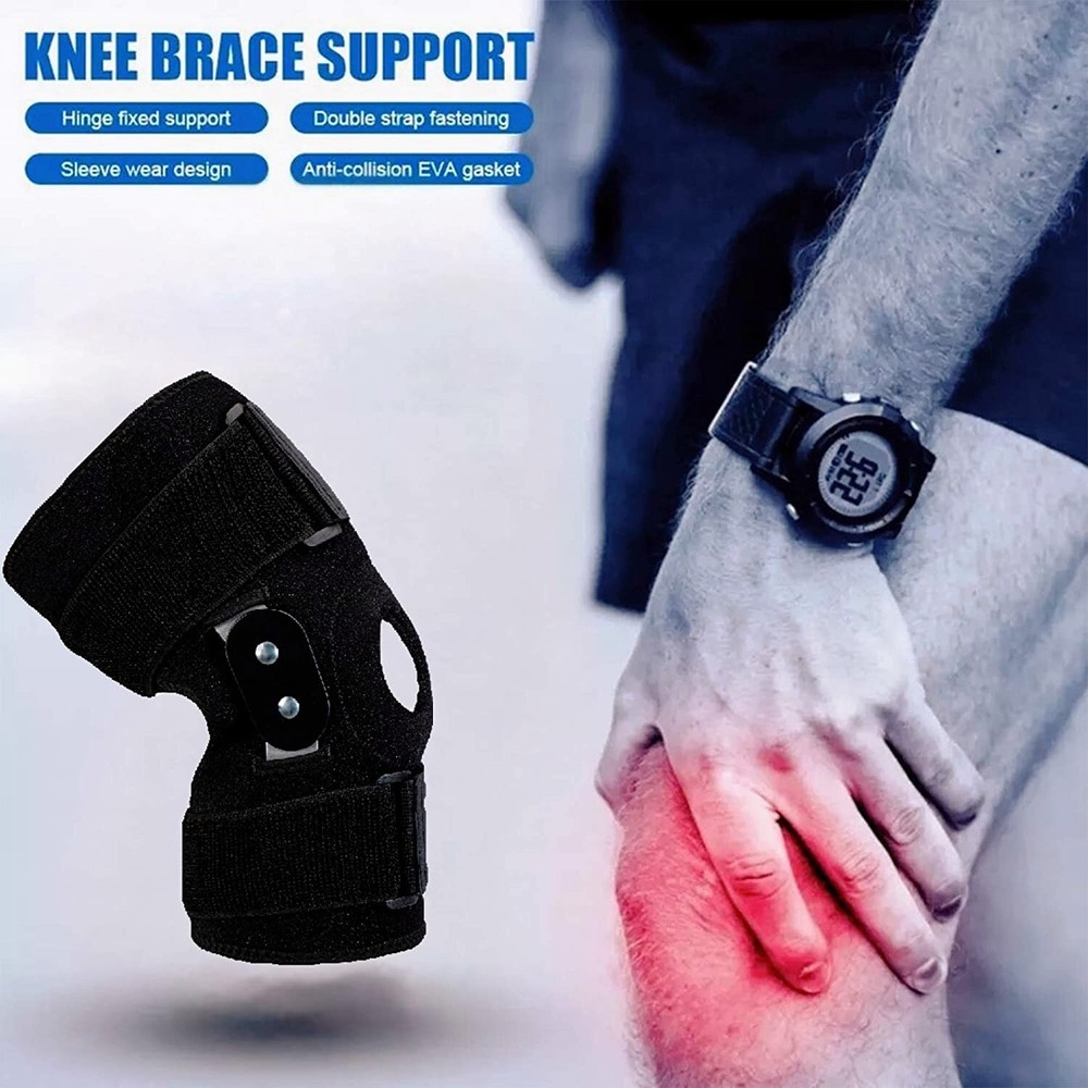 Knee Brace Hinged Compression Sleeve Joint Support Open Patella Stabilizer Wrap