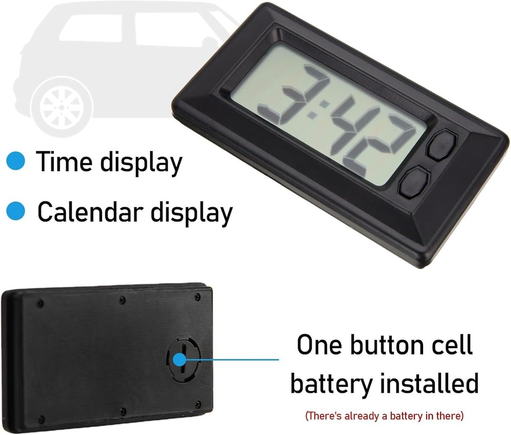 Digital Dashboard Clock, Mini Portable Electronic Clocks with Clear LCD Displ