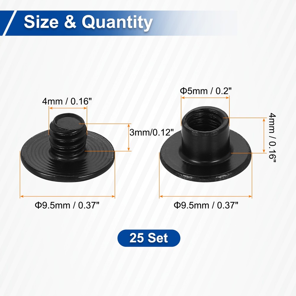25set Phillips Chicago Screw M5x4mm Binding Post Screw, Black