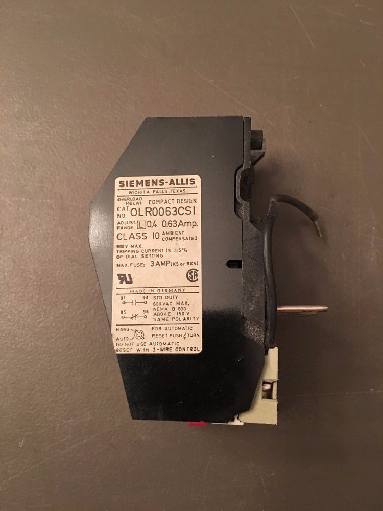 OLR0063CS1 Siemens Overload Relay .4-.63A