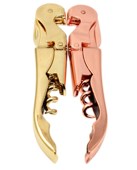 Gold & Copper Plated Corkscrew Double Hinge Waiters Wine Key/Bottle Opener