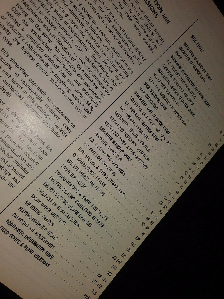 Cornell-Dubilier Electronics Component 1970 Selector Catalog 119 Pages
