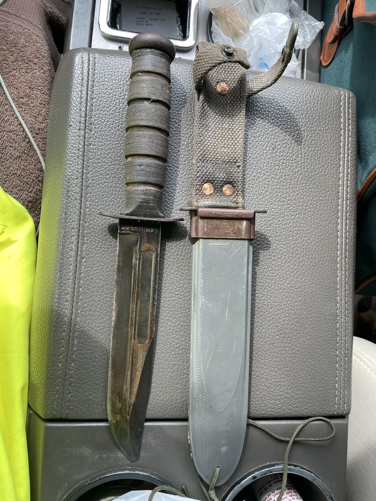 Original WW2 USMC Fighting Knife Camillus Initialed Great Condition Too