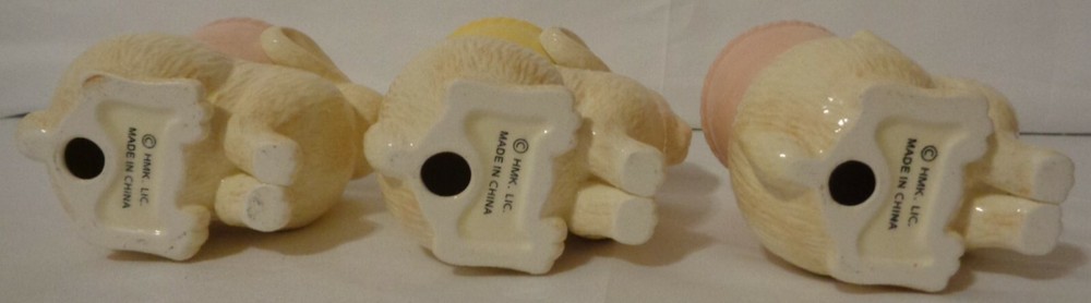HALLMARK EASTER BUNNY RABBIT FIGURE LOT 3 TABLE DECOR EGG CUP CANDLE HOLDER