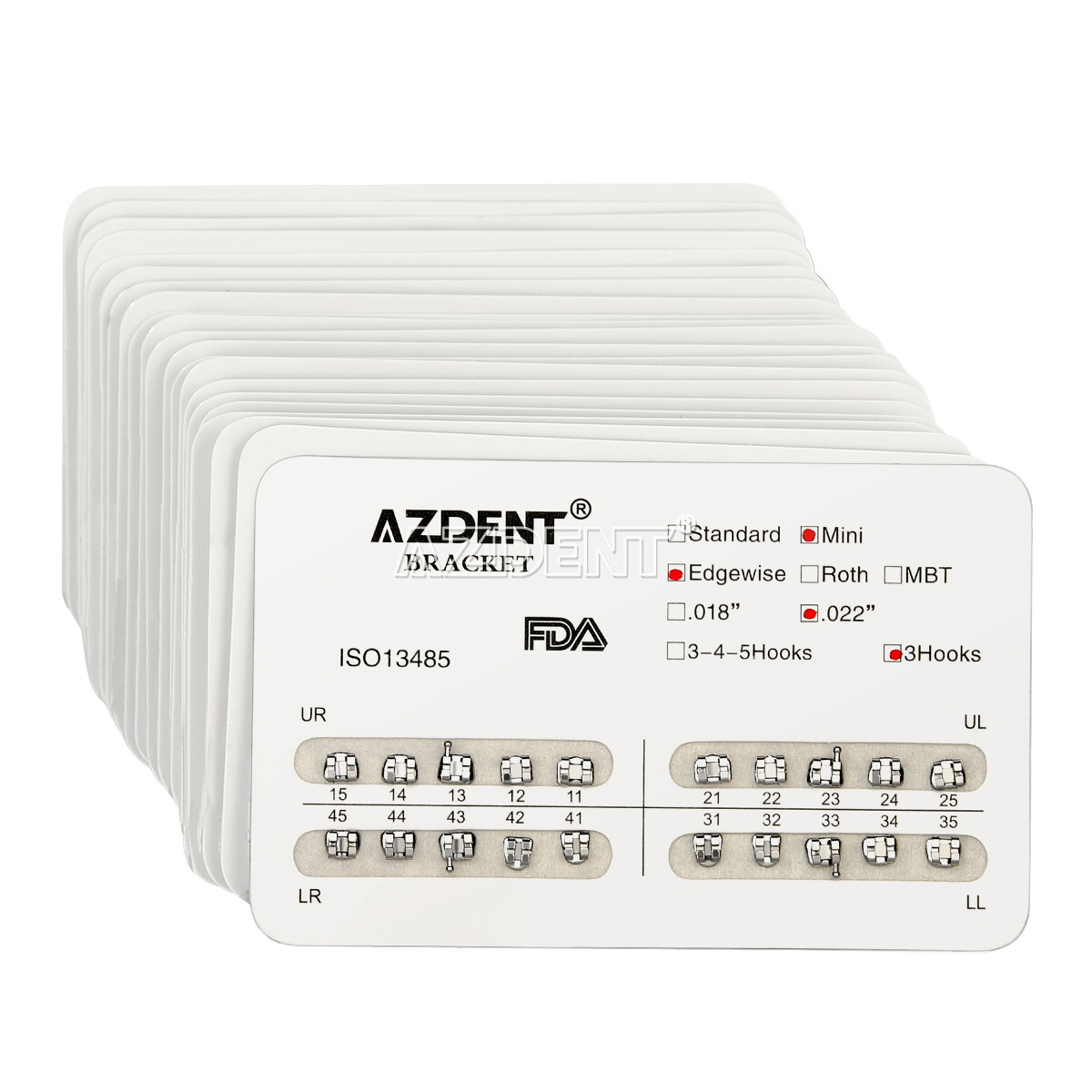 AZDENT Dental Orthodontic Brackets Braces Mini Roth MBT Slot 022/018 Hooks 345