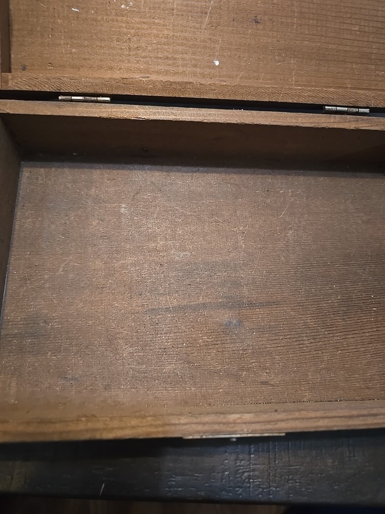 Kingsley Machine Empty Small Parts Wooden Box, Empty Hinged