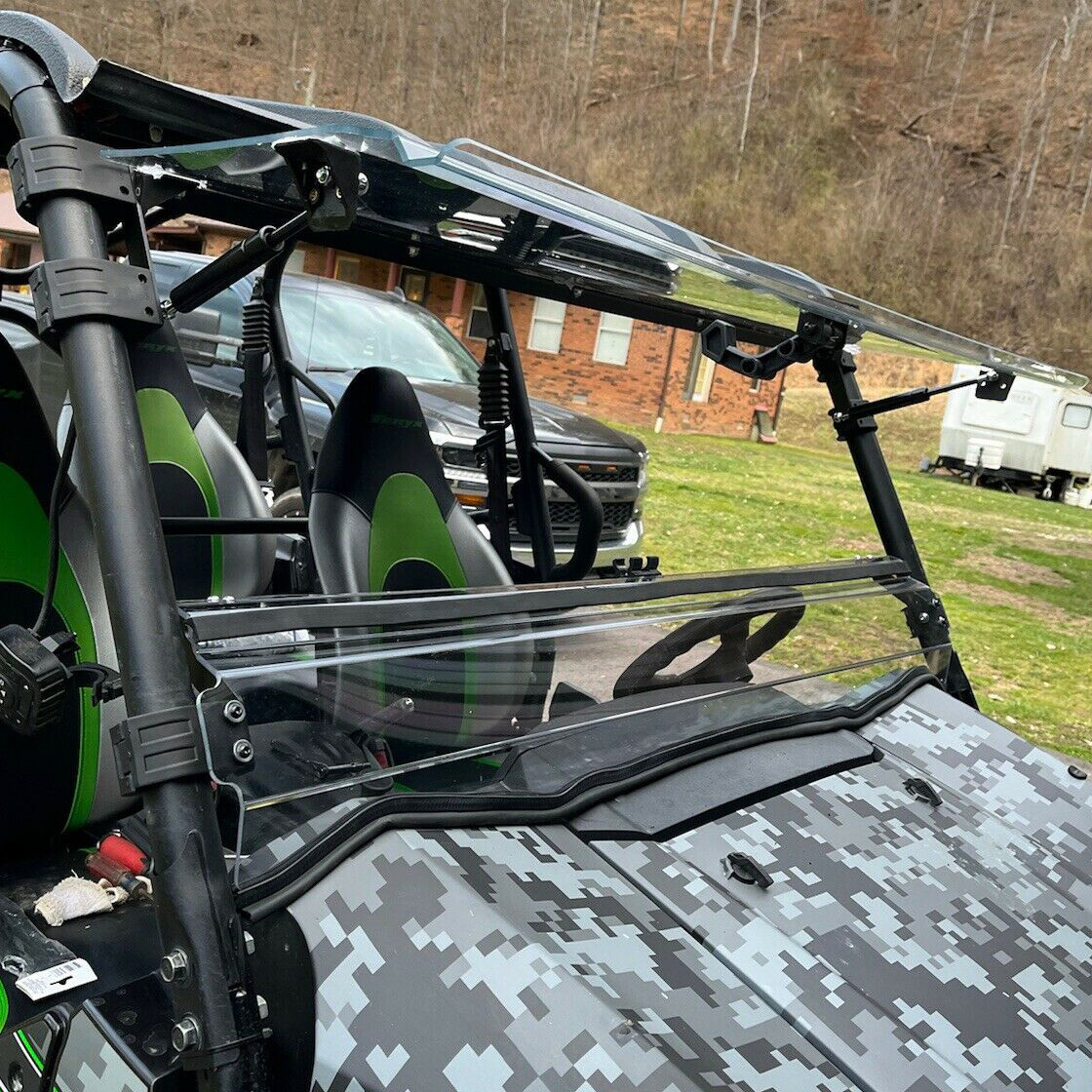 Folding Flip Windshield Scratch Resistant For Kawasaki Teryx 4 800/ 4 S ,2016-23