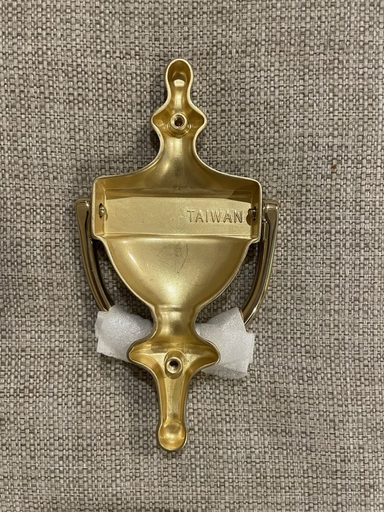 Solid Brass Door Knocker Polished 7” with Hardware New