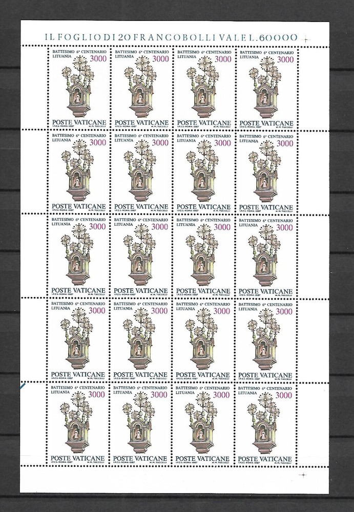 (FS233) Vatican 1987 Conversion of Lithuania Full Sheets MNH