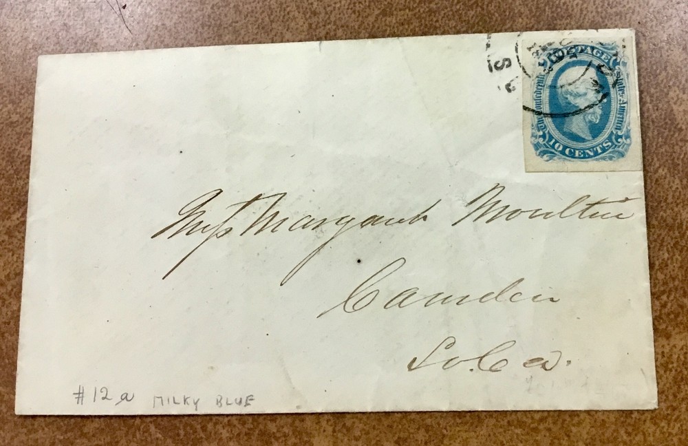 Confederate #12a on Aug19 1863 South Carolina cover Milky Blue shade CSA