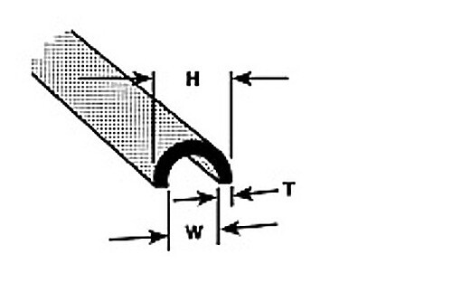 Plastruct 1/4 Half Round Profile (4) - Model Scratch Building Plastic Strips