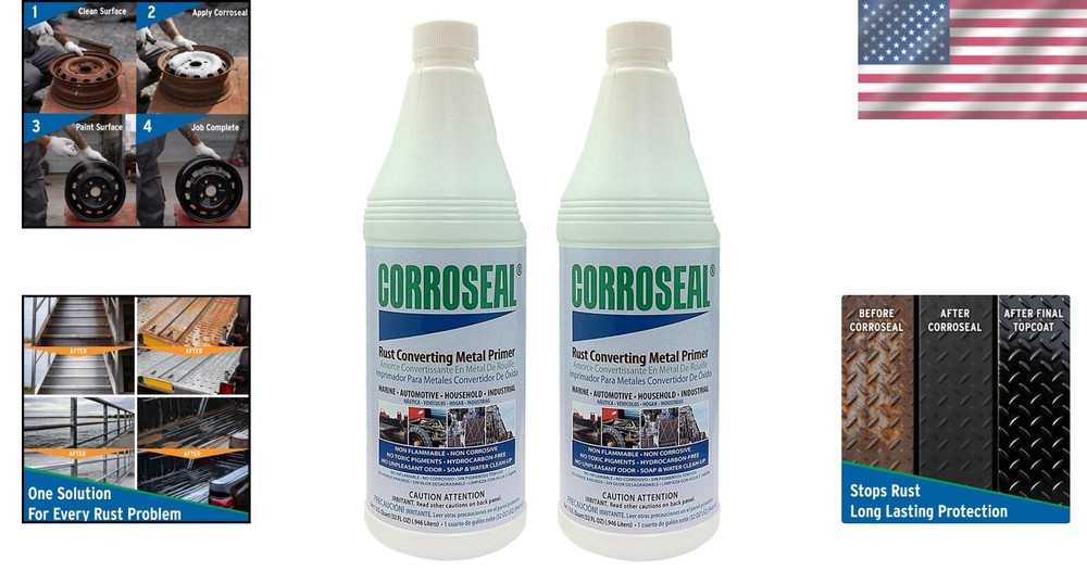 Water-Based Rust Converter, Metal Primer - 2 Pack