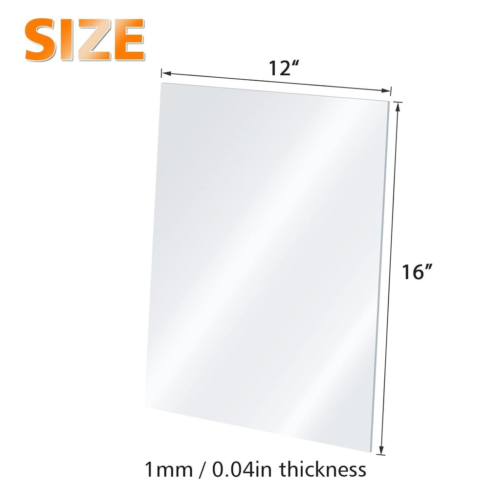 Transparent Cast Acrylic Sheets 12x16'' 12 Pc