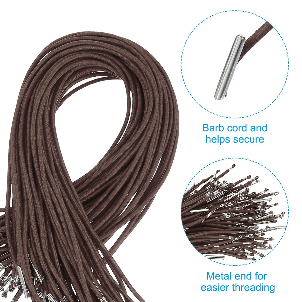 50 Pcs 10 Inch Elastic Barbed Cord 2 mm Loop Stretch Round String Khaki