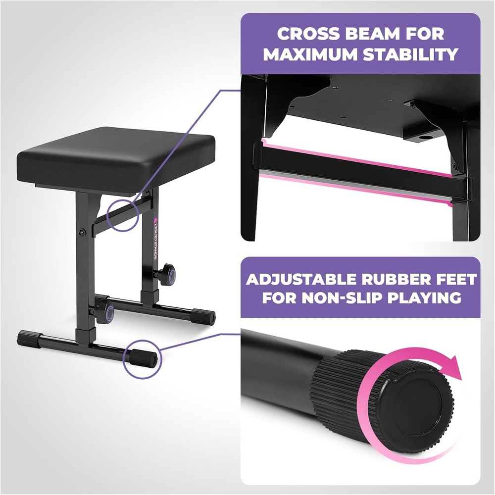 Digital Piano Stand Bench Set Adjustable Keyboard