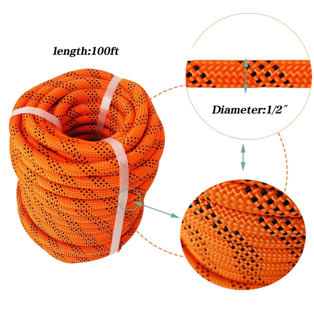 6180Lbs Breaking Strength Strong Pulling 1/2" x 100' Double Braid Polyester Rope