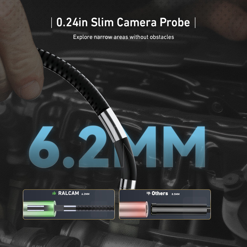Ralcam Joystick 5" Endoscope Camera with Light Inspection Camera 360° Borescope