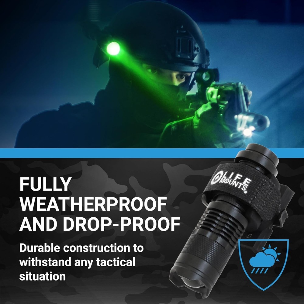 Tactical Helmet Flashlight Mount, Green LED