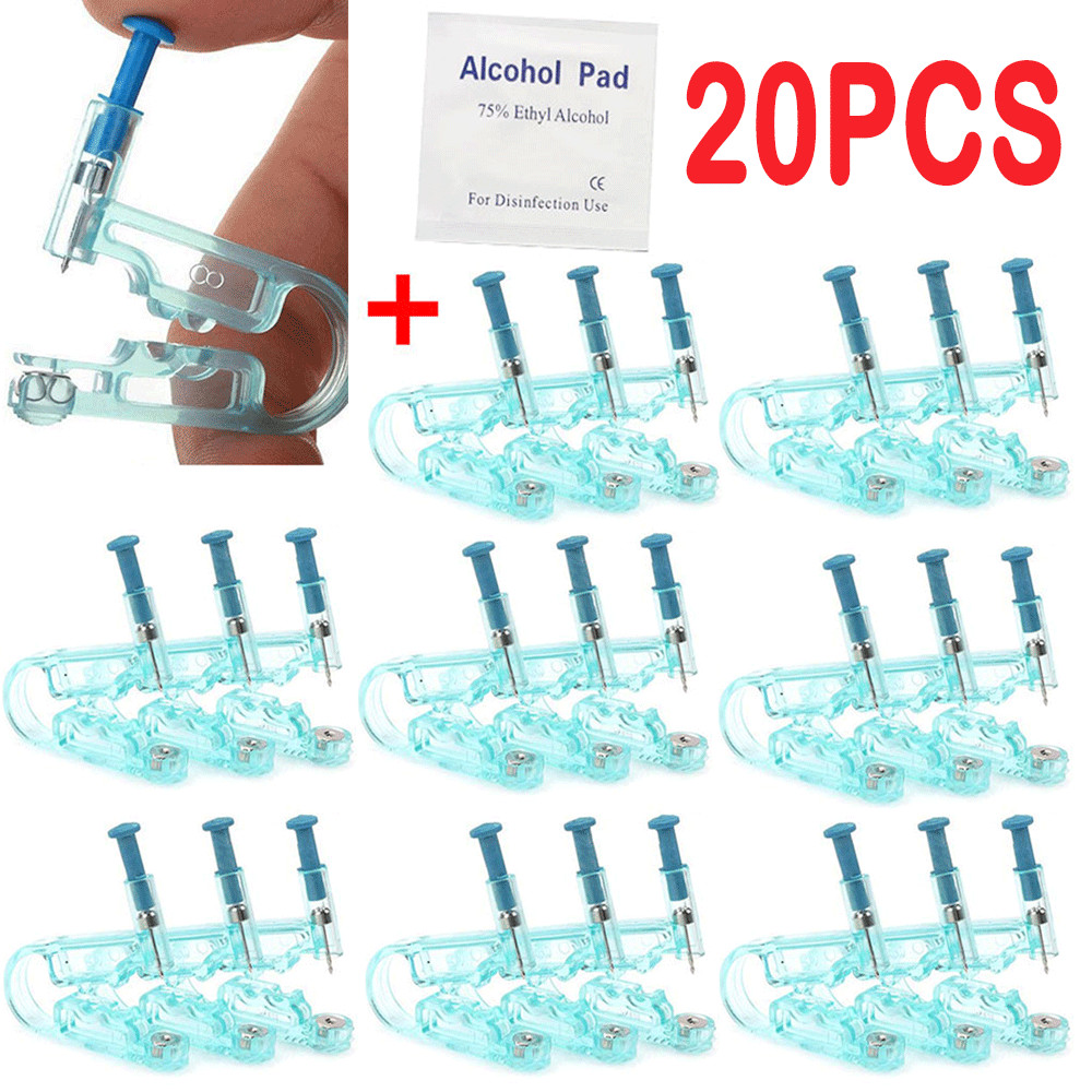 20X Disposable Ear Studs Piercing Quickly Gun Ear Stud Unit Piercer Tool #LI