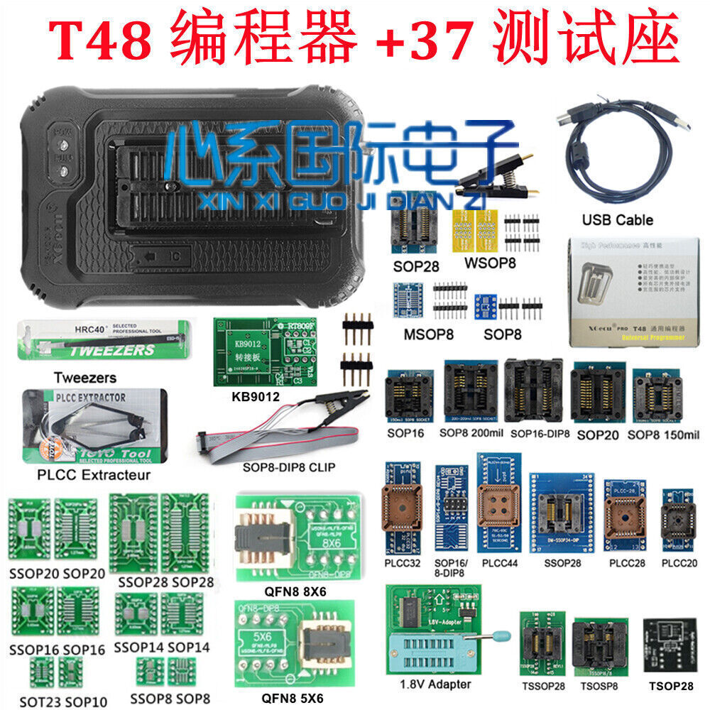 T48 High speed Universal Programmer+Adapters+Test Clip PIC Bios support 31000+