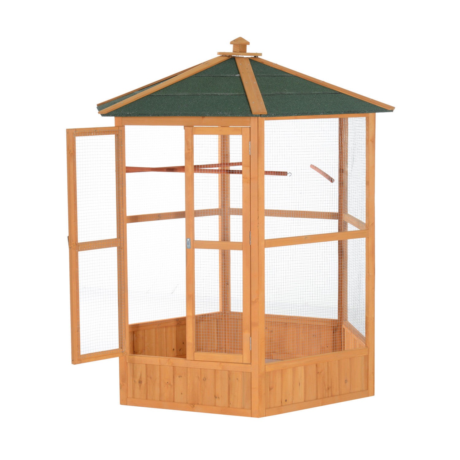 Large Wooden Aviary Flight Bird Cage With Covered Roof Outdoor Wood Aviary