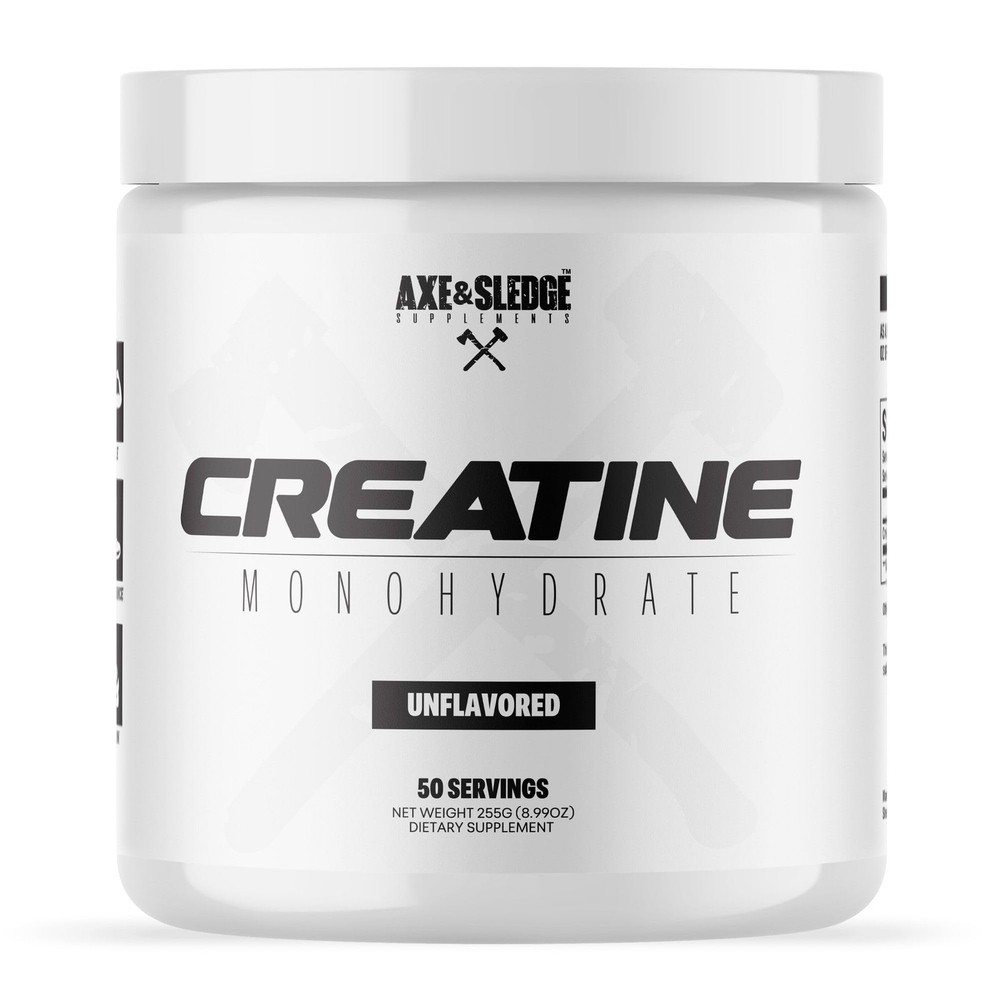 Axe & Sledge Basics Creatine | Unflavored, Enhances Strength & 50 Serving