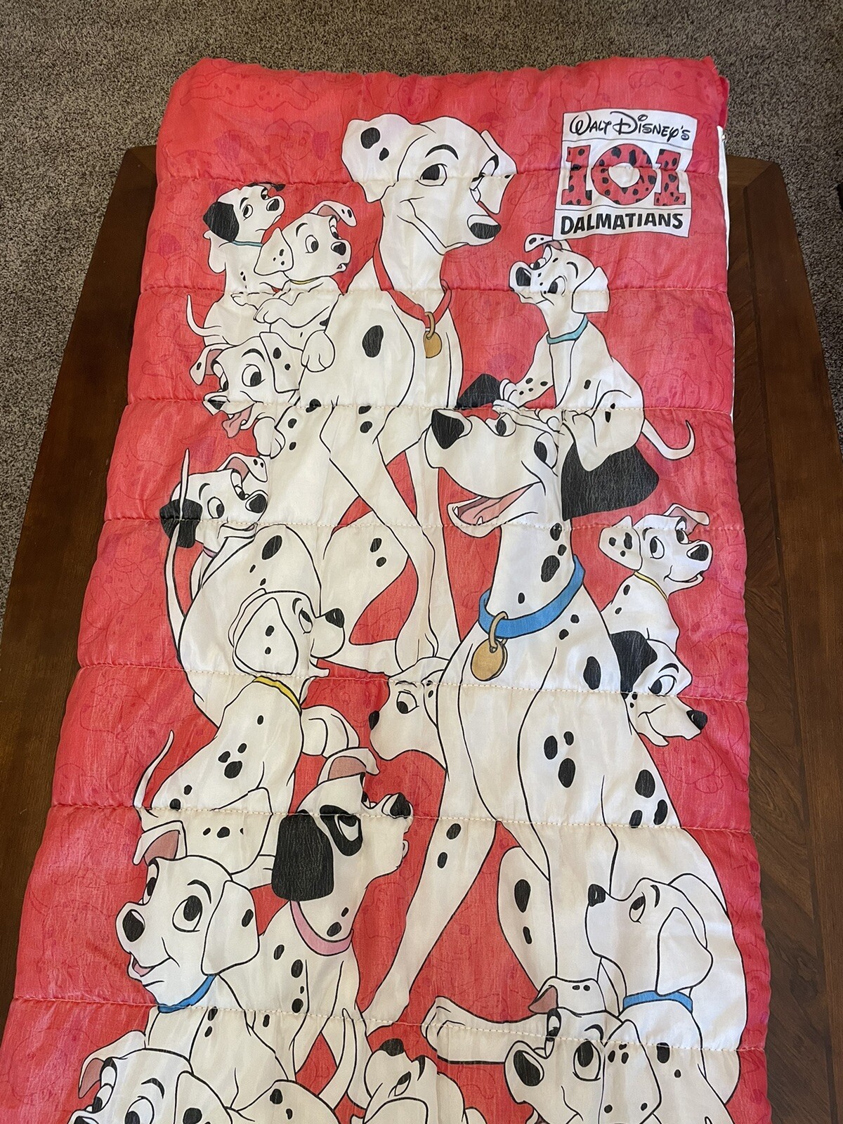 Vintage 90's Disney 101 Dalmatians Red Double Sided Youth Sleeping Bag Read