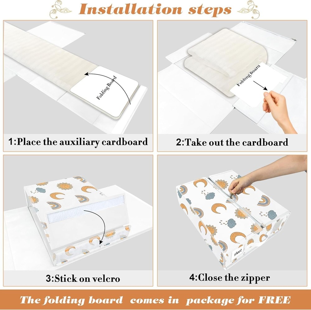 4 Pack Sheet Organizers Foldable Storage Boxes Queen King