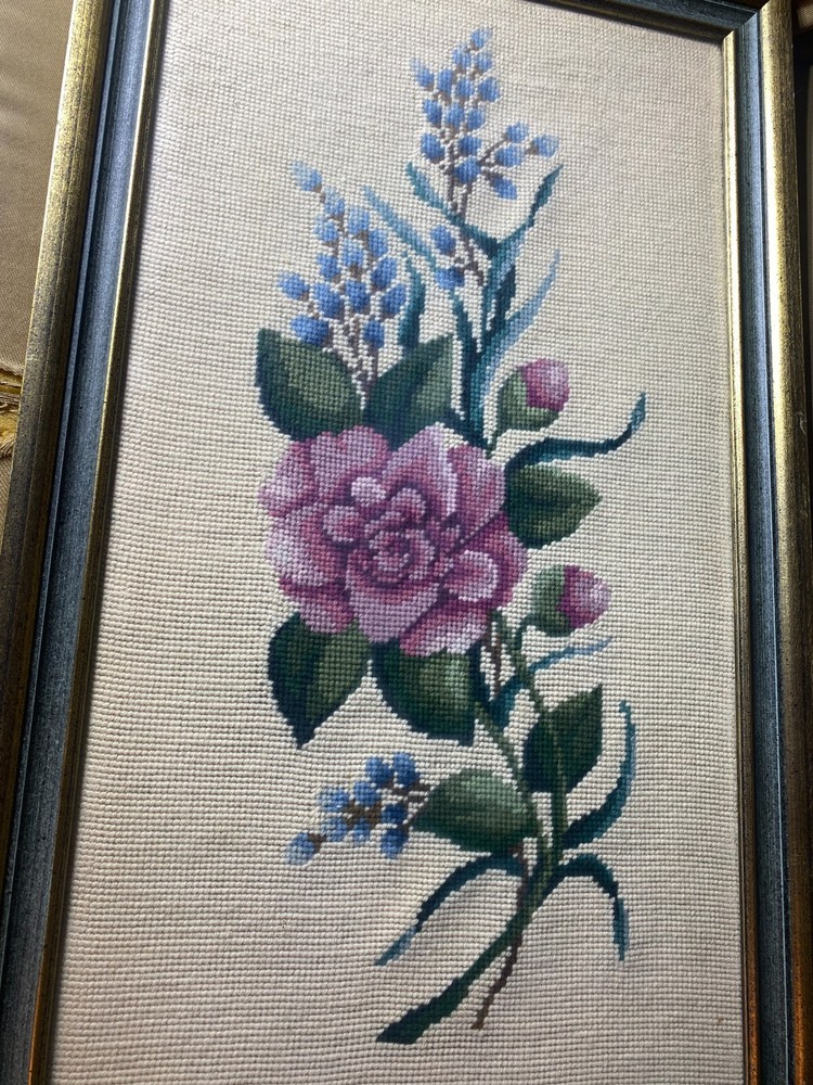 Large E.W Bailey 1966 Needlepoint "A Floral Scene" - Framed