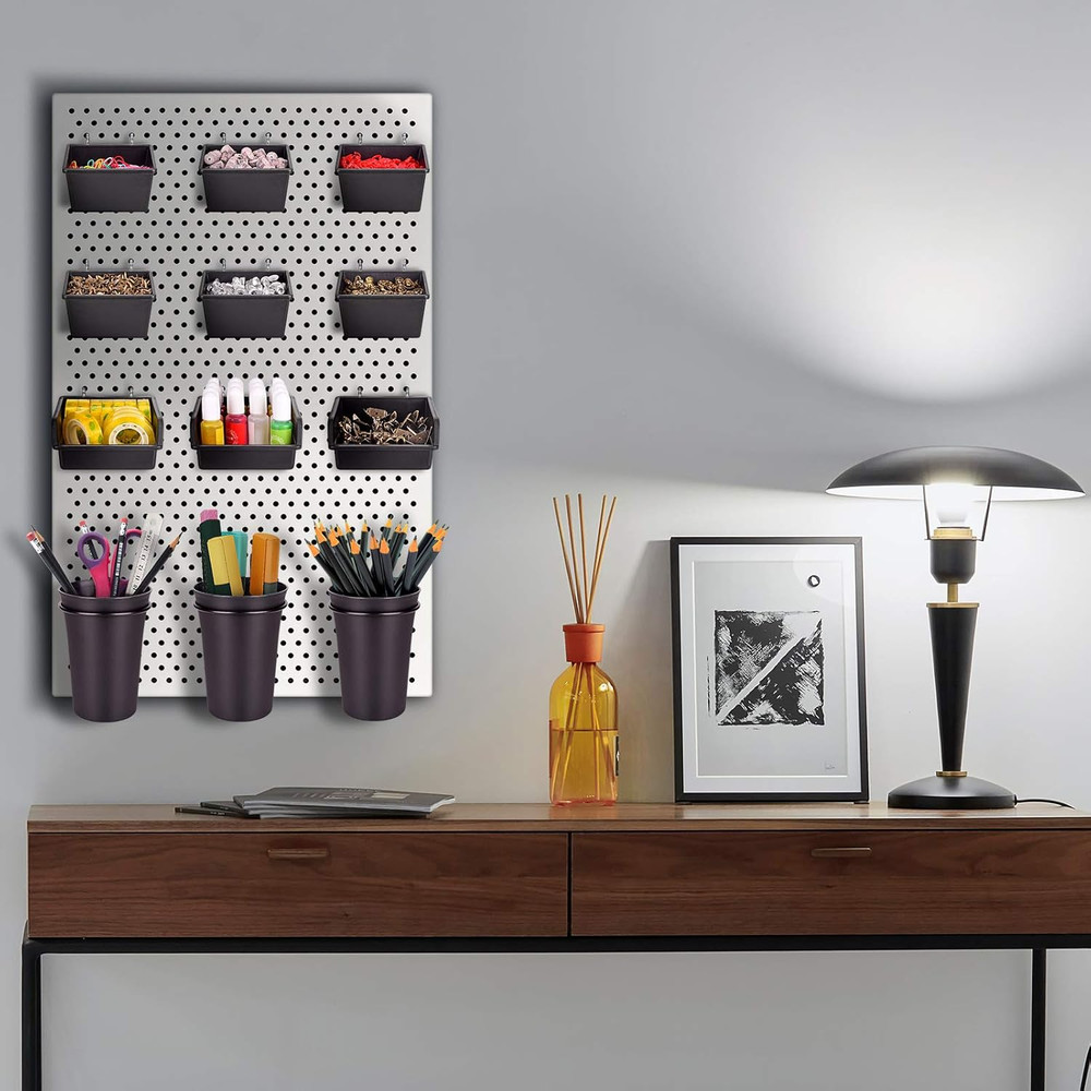 G.CORE 12 Pack Pegboard Bins Pegboard Cups with Hooks & Loops, Peg Board Hooks A