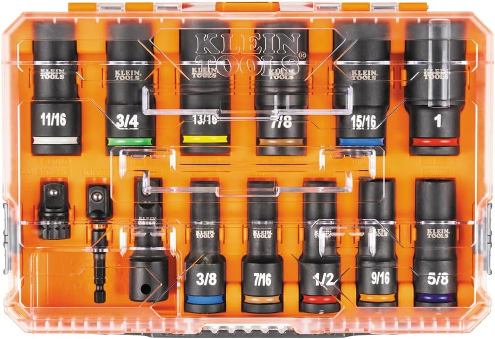 65111IMPCT KNECT Deep-Well Impact Socket Set, 1/2-Inch Drive, SAE, Color Coded,