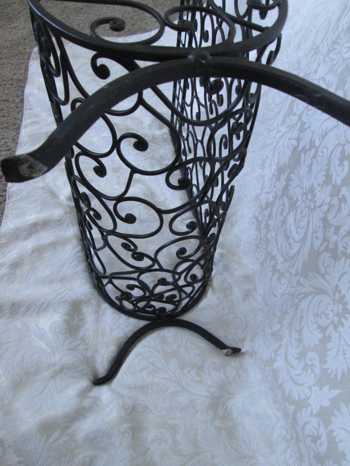 Ornate Wrought iron metal fireplace wood log storage holder bin