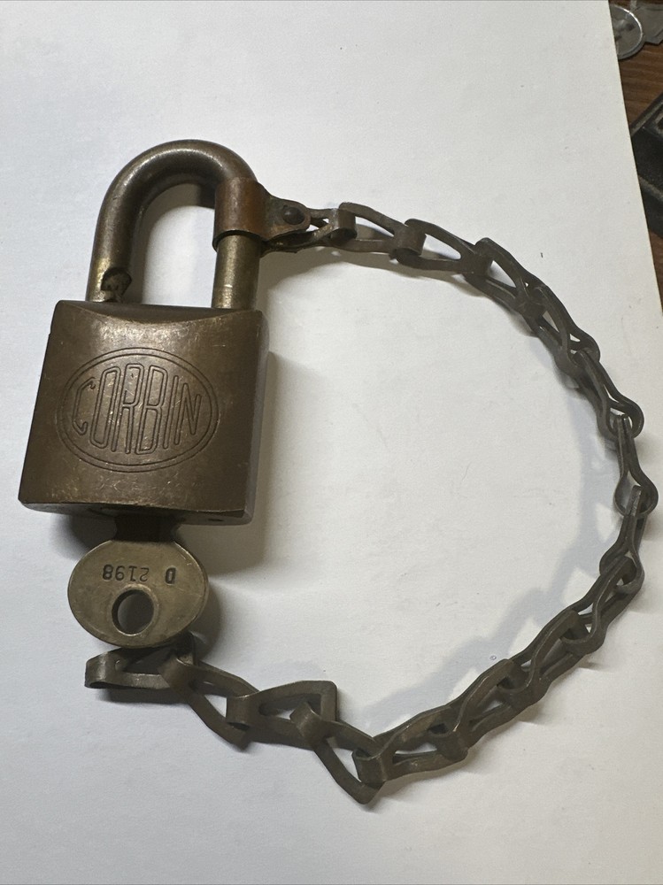 Vintage Corbin Solid Brass Padlock With Key