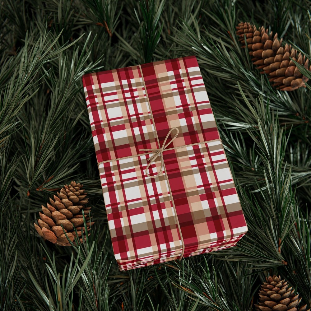 Red And Tan Print Wrapping Papers