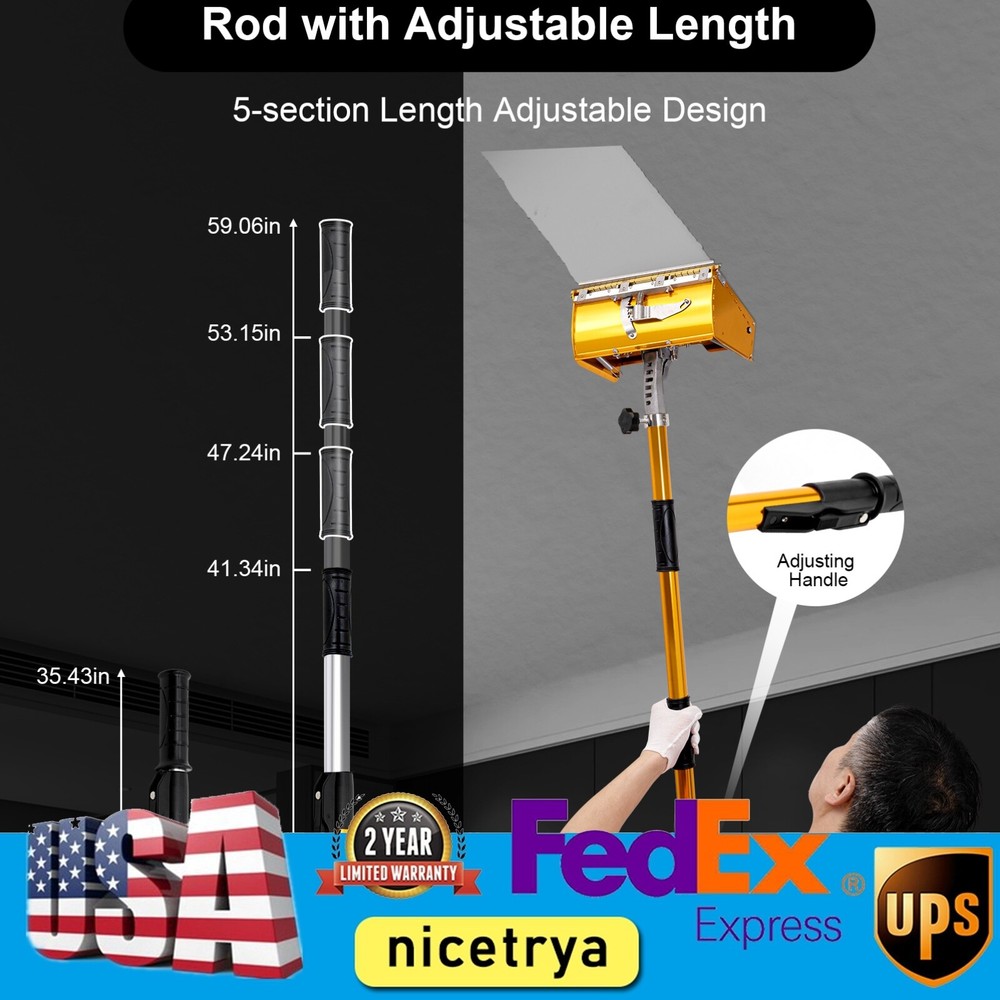 10" Drywall Taping Tools Flat Finishing Box Set w/ Extendable Handle