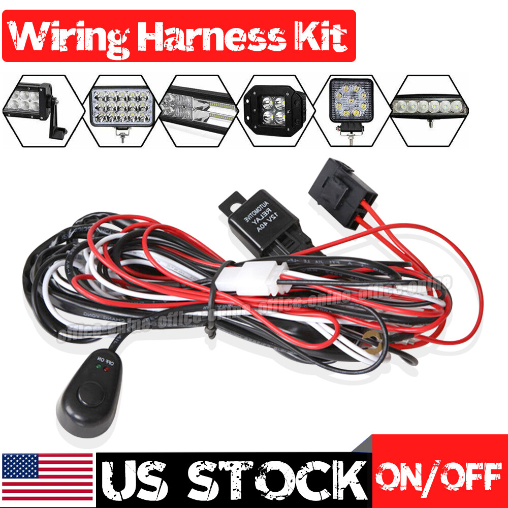 12V 40A Wiring Harness Kit Fuse ON OFF Switch Relay For LED Fog Work Light Bar