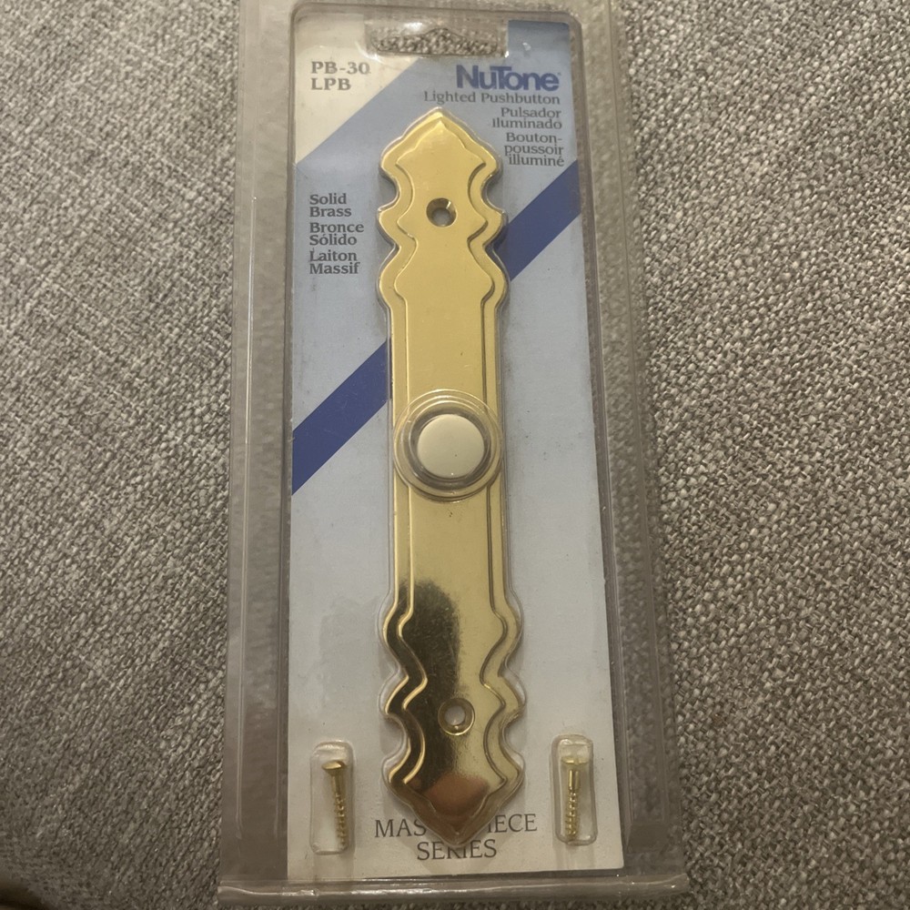 VTG NEW Nutone Door Chime Solid  Brass Lighted Pushbutton PB-30LPB