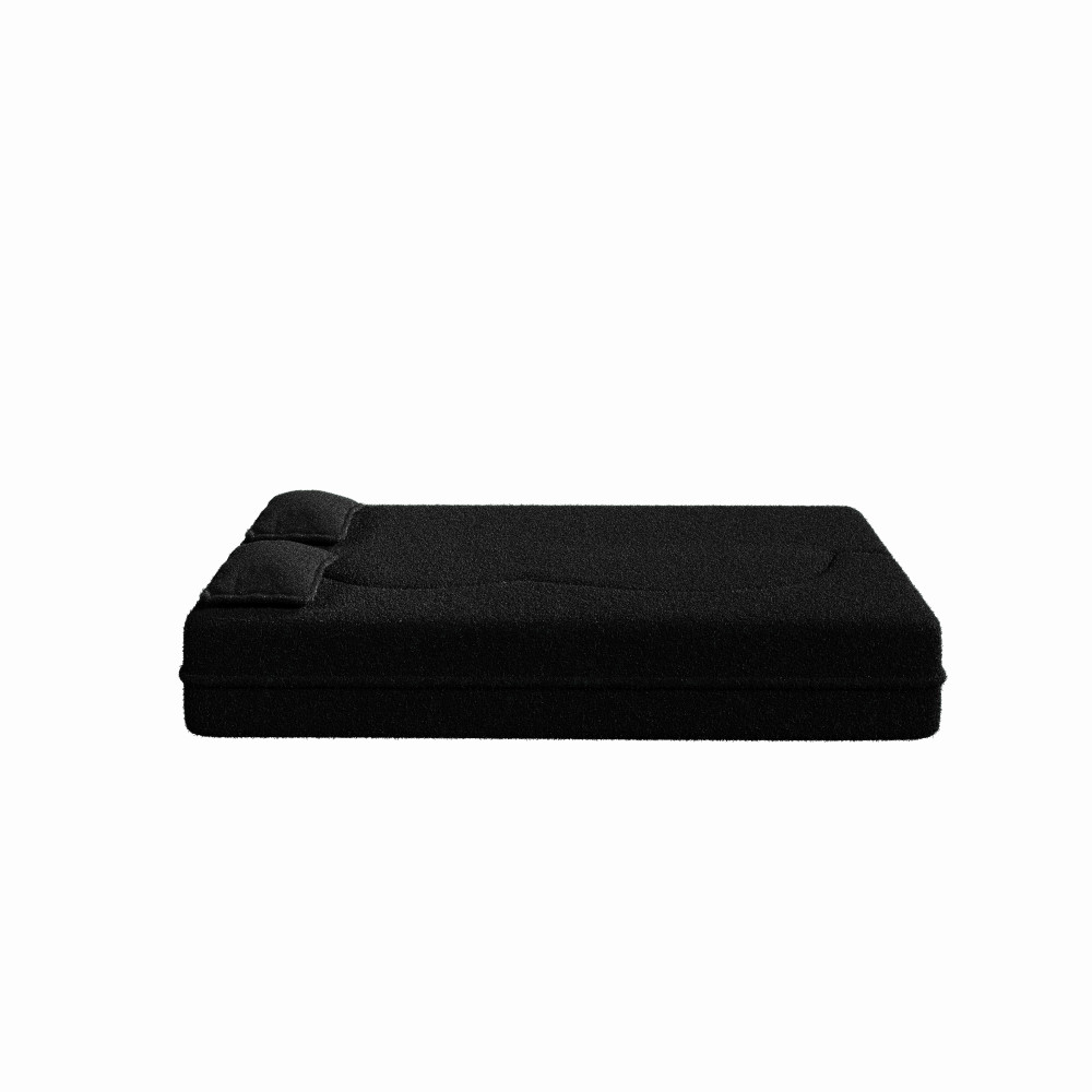 Full Size Convertible Sofa Bed Sleeper w/ 2 Pillows Black - No Assembly
