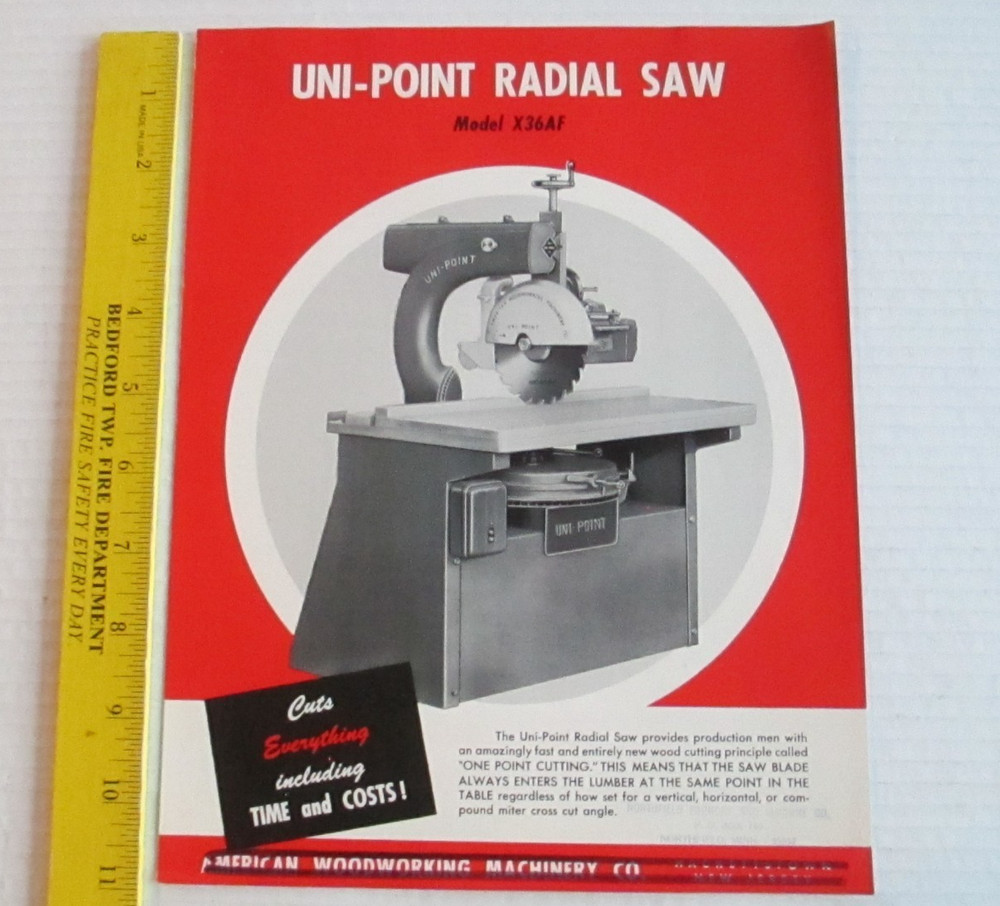 UNI-POINT RADIAL SAW Model   X36AF   Brochure Machine Specs         B59