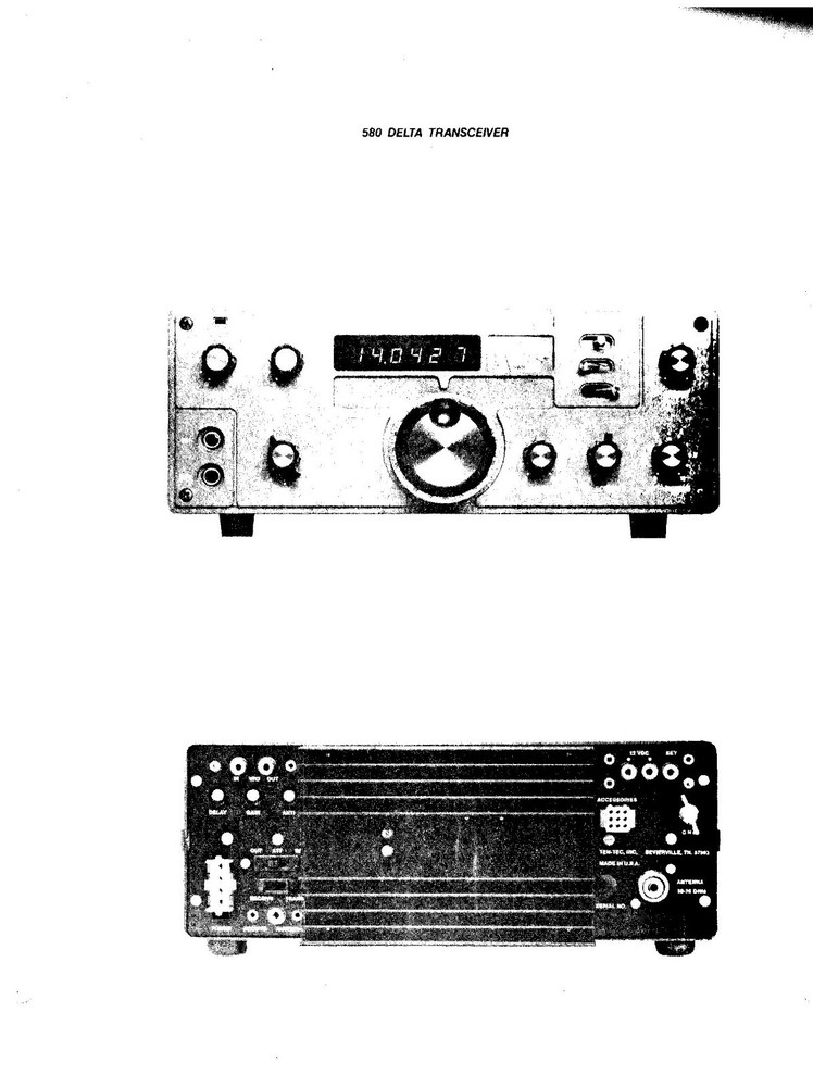 Ten-Tec Delta 580 Transceiver Owner's Manual (Copy) - Plastic Comb Binding