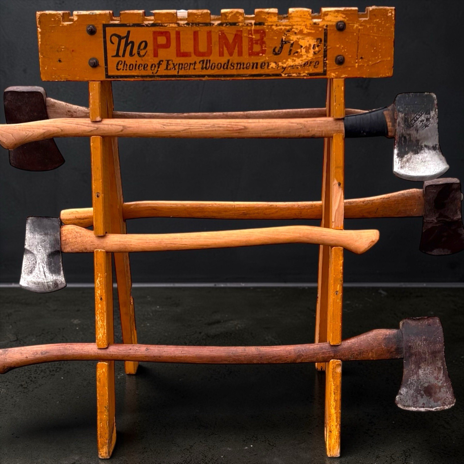 Vintage Plumb Axe Hardware Store Display Advertising Sign Hatchet Ax Lumberjack