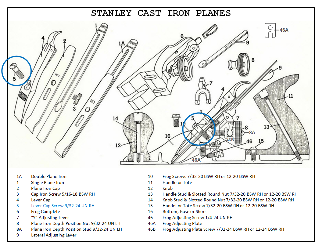 9/32-24 UN M2 HSS Right Hand Thread Plug Tap for Stanley Plane