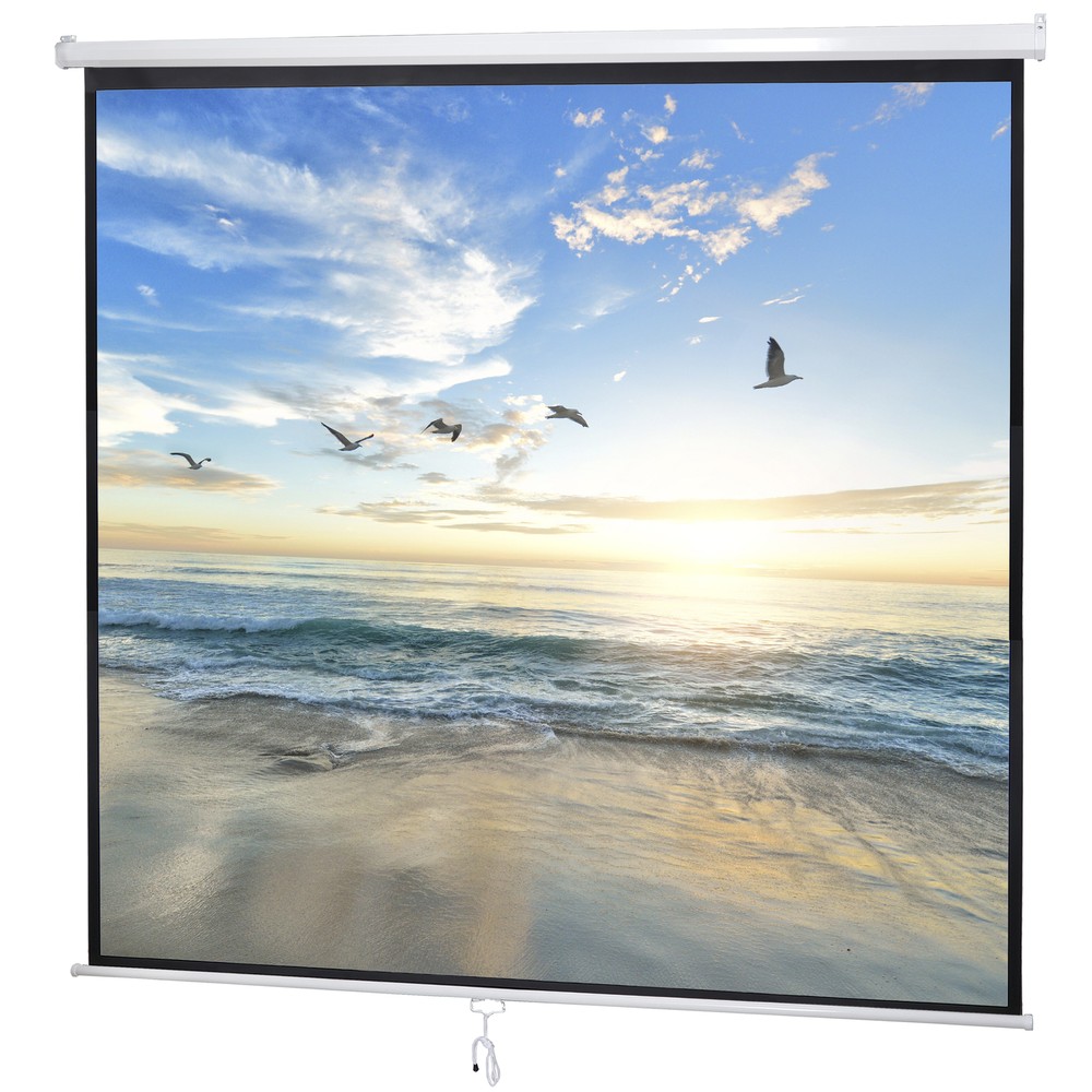 84 inch Pull Down Projector Screen Foldable and Portable Sided 1:1 Ratio White