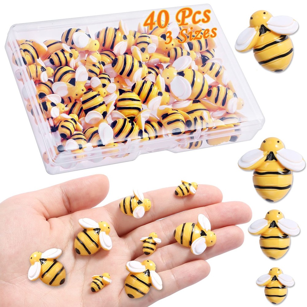 CCOZN 40 Pieces Tiny Resin Bees,Tiny Garden Bumblebees Embellishment...