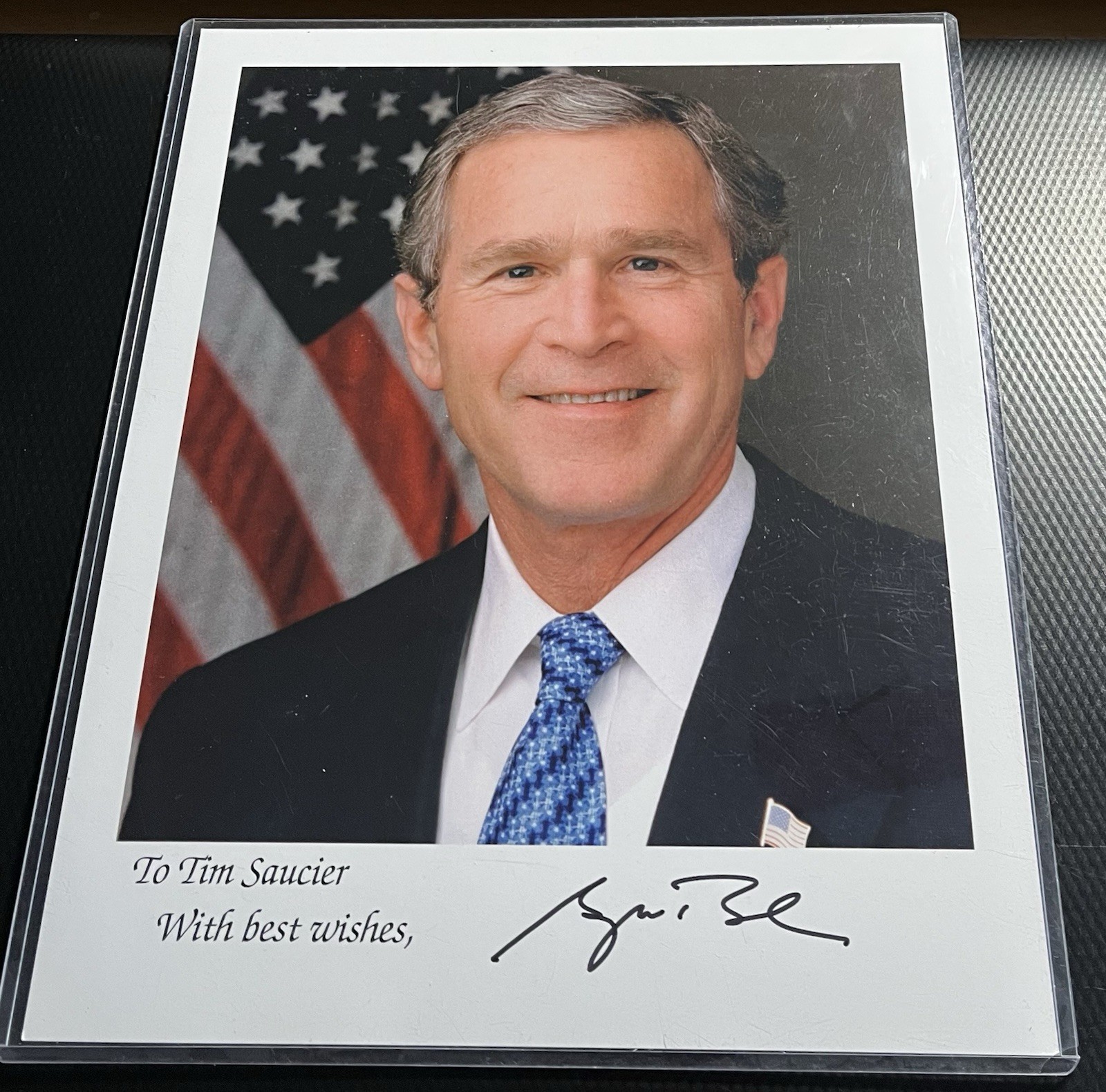 President George W. Bush Autopen Signed 8x10 Photograph w/ Top Loader & COA
